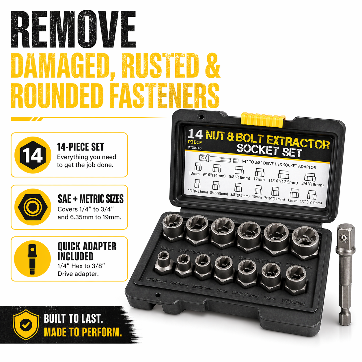 14-Piece Nut & Bolt Extractor Socket Set