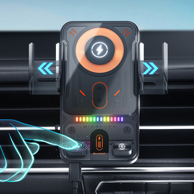 Smart 2-In-1 Auto-Rotating Car Phone Holder & Wireless Charger