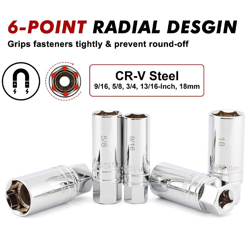 10-Piece Magnetic Swivel Spark Plug Socket Set